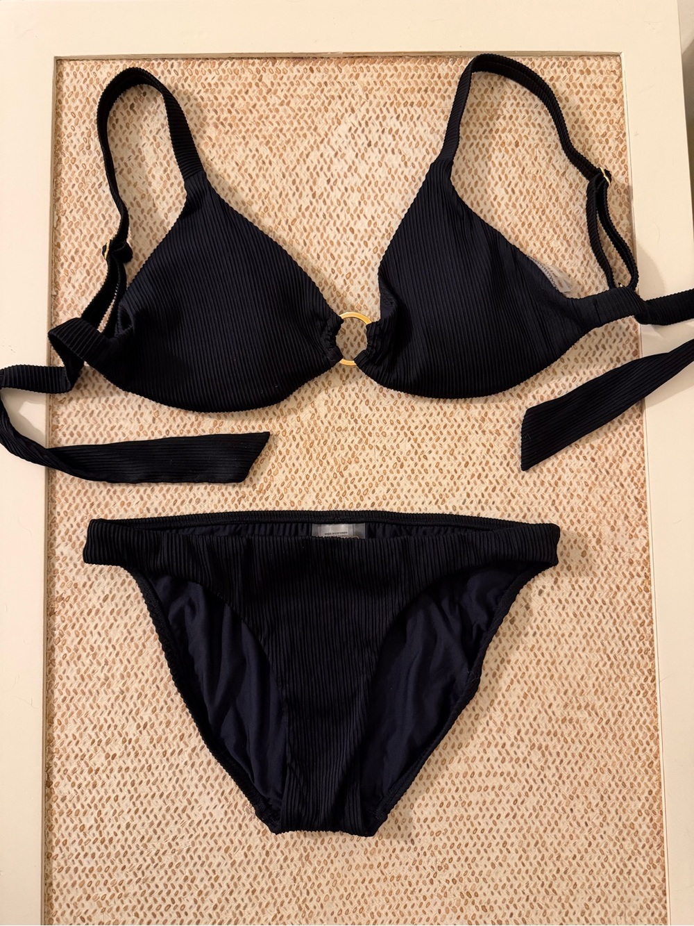 PilyQ Ring Triangle Bikini Set in Black